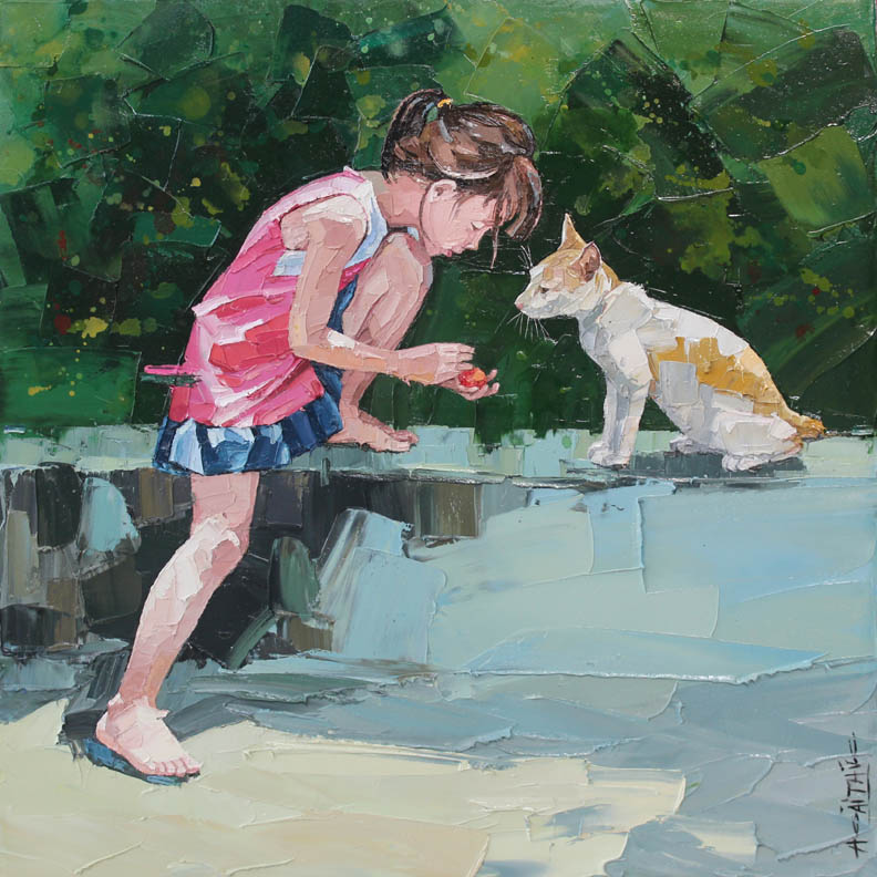 Little Girl with a Cat