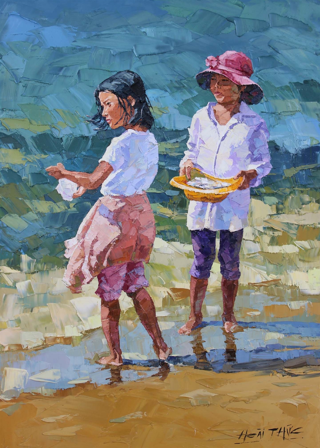 Children playing in the beach 